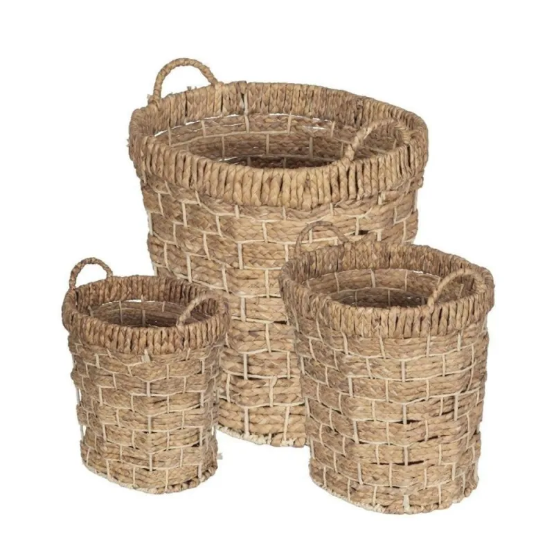 Conjunto Maya Cestos Fibra Natural Seagrass com Alças Laterais para Organização Bege OR Design - ór design - Casa E Construção