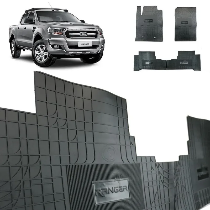 Jogo Tapete Interno Reforçado Ford Ranger 2013 Em Diante Preto Especifico