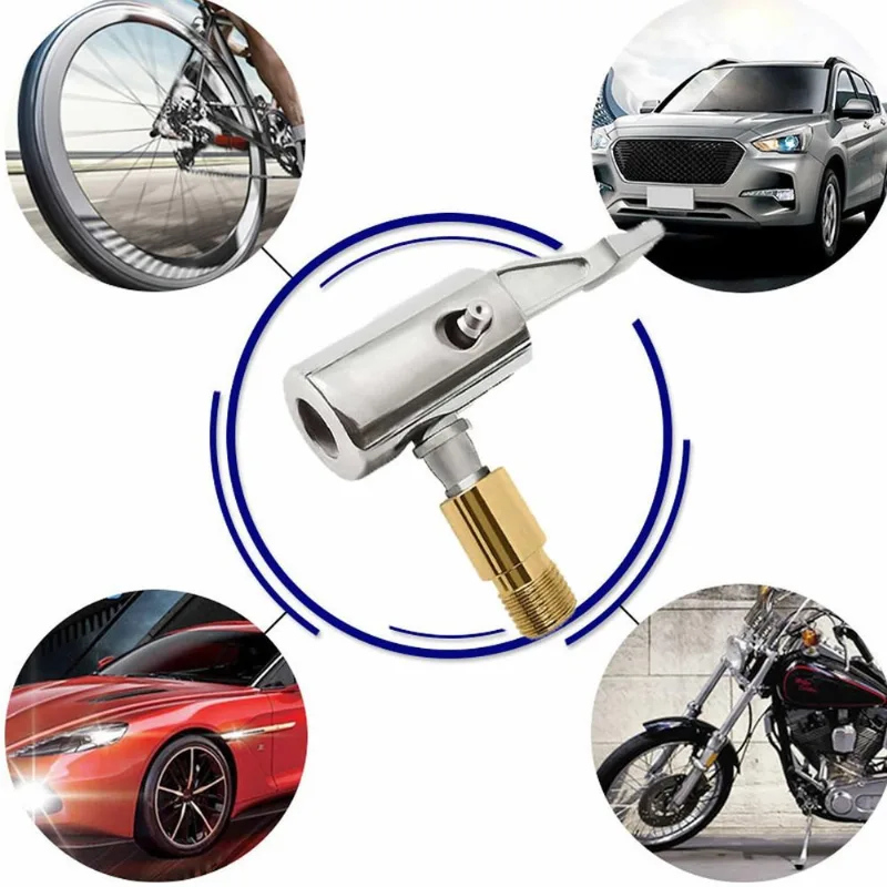 Bico Presilha Inflador Encher Pneus Rosca Compressor Prata