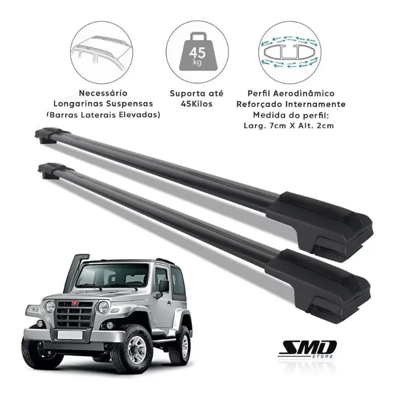 Travessa Teto Larga Preto Aluminio Troller 3p 2000 À 2008