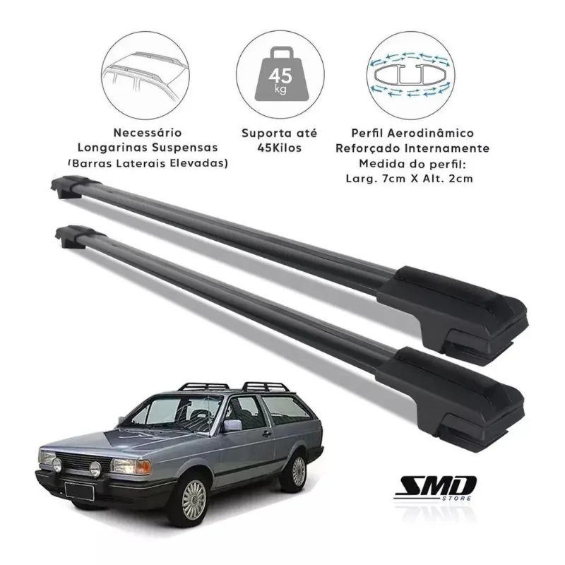 Travessa Teto Larga Aluminio Preto Vw Antiga Parati Quadrada