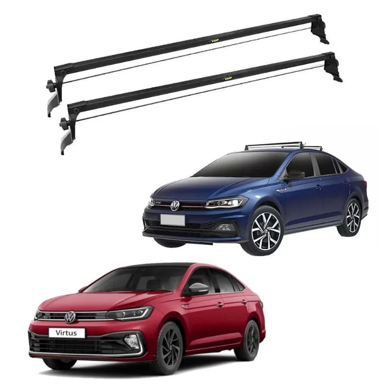 Rack Teto Vw Virtus 2018 A 2024 Fixado Entre Portas Preto