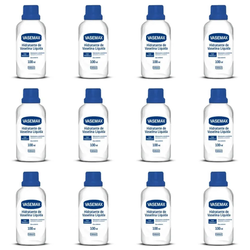 Farmax Vasemax Hidratante Vaselina LIQuida 100ml (Kit C-12)
