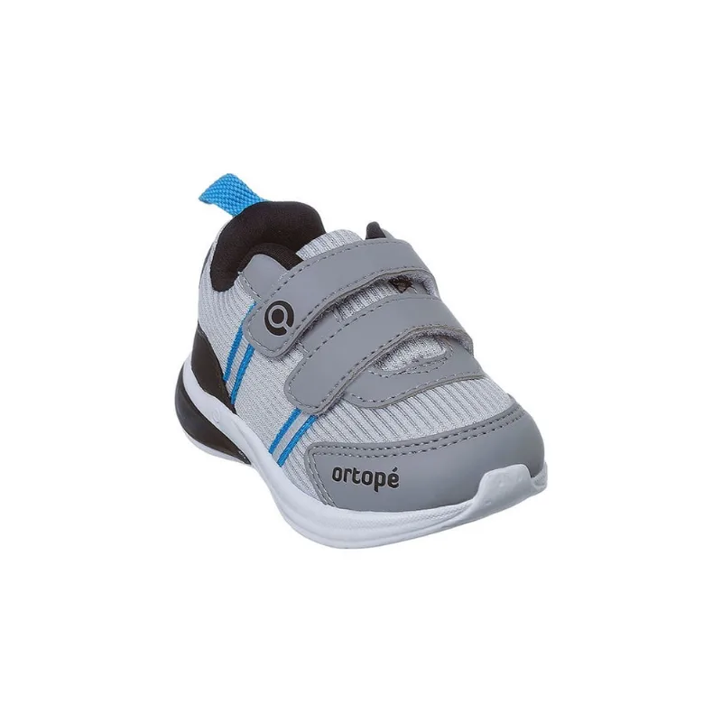 Tênis Infantil Masculino Ortopé Happy Comfort Fecho Duplo Cinza e Preto