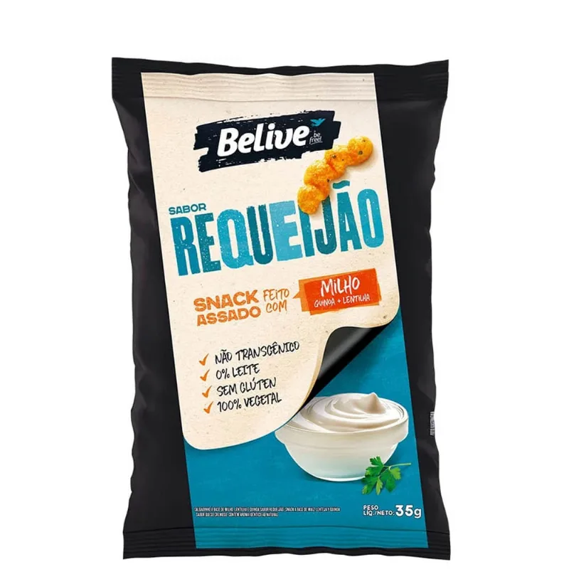 Salgadinho de Milho Belive Sabor Requeijão 35g 3un