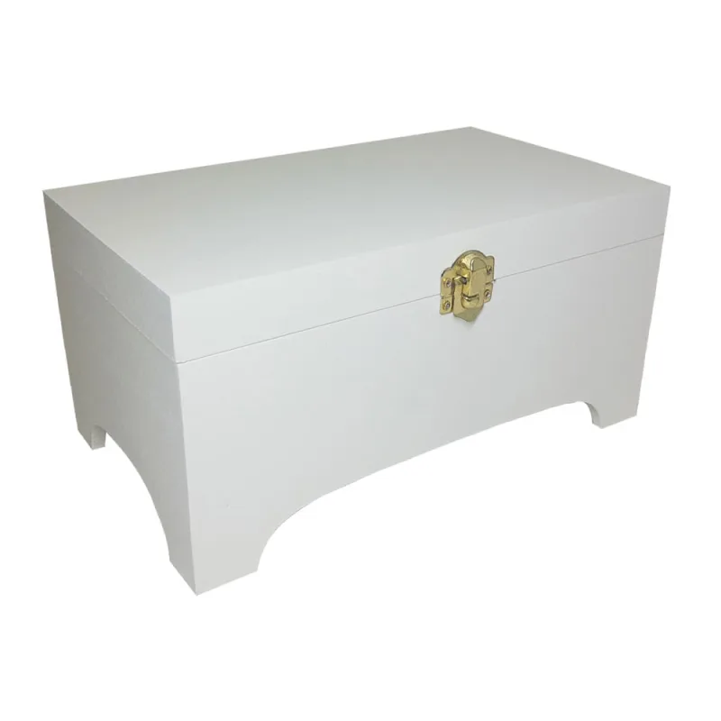 Caixa Baú Pequeno Com Fecho 24cm Mdf Madeira Pintado Branco - Não Informado - Móveis