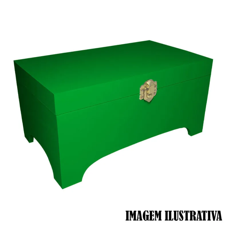 Caixa Baú Pequeno Com Fecho 24cm Mdf Madeira Pintado Verde Folha - Não Informado - Móveis