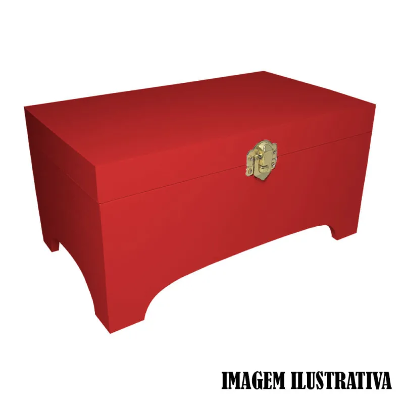 Caixa Baú Pequeno Com Fecho 24cm Mdf Madeira Pintado Vermelho - Não Informado - Móveis