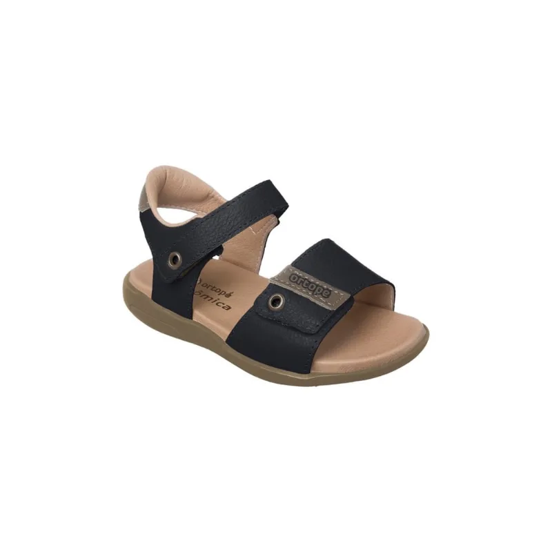 Sandália Infantil Masculina Ortopé Autêntica Couro Fecho Duplo Marrom