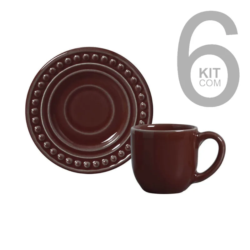Jogo C/ 6 Xicaras Café Atenas Cassis