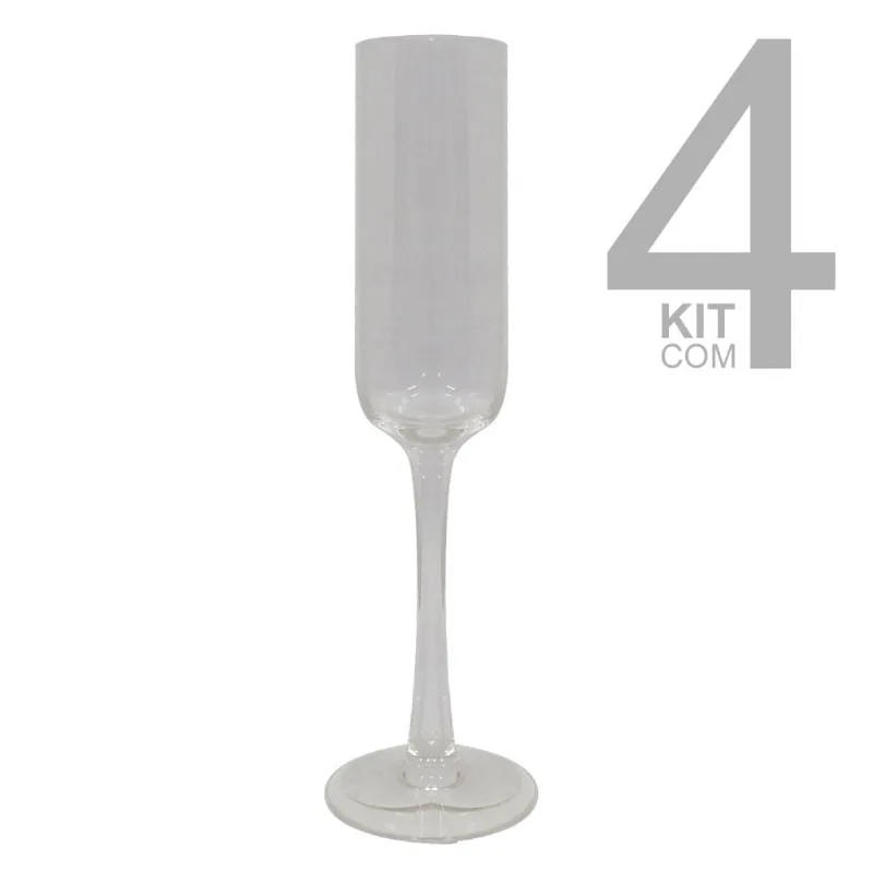 Kit Taça Espumante Clear Transparente 270ml 4pçs