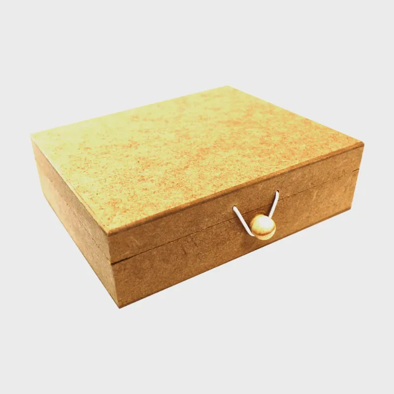Caixa com Elástico e Dobradiça de mdf Madeira Crua - Tamanho: 18 x 15 x 04 cm
