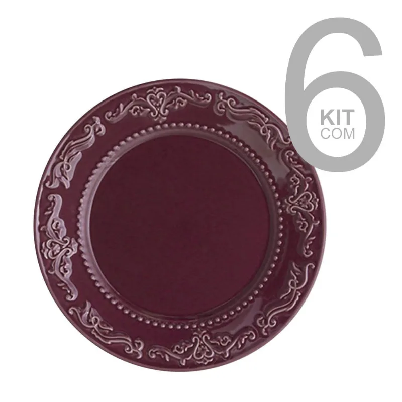 Jogo com 6 Pratos Raso Acanthus Sumac