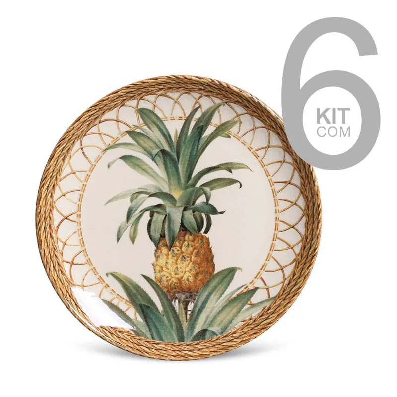 Jogo com 6 Pratos Sobremesa Coup Pineapple Natural