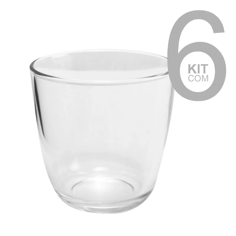 Jogo C/ 6 Copos Baixo Iris Vidro 300ml