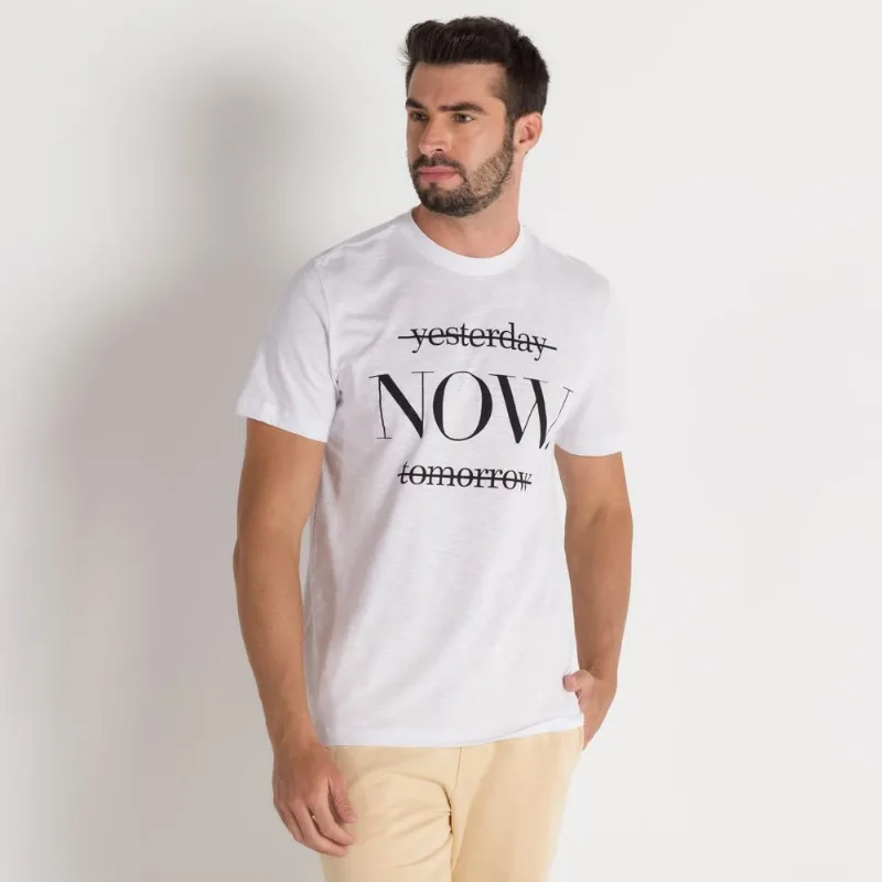 Camiseta Now Tomorrow Marc Alain Branco Antigo