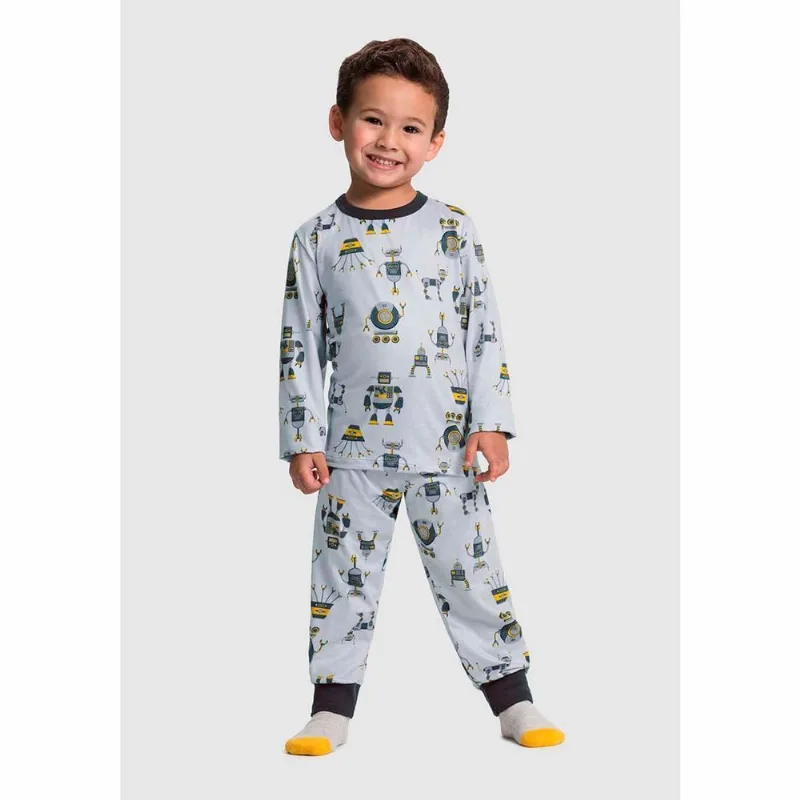Pijama 1 a 3 Anos Malha Modelli Alakazoo Robo Cinza