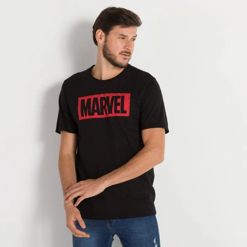 Camiseta Meia Malha Marvel Preto