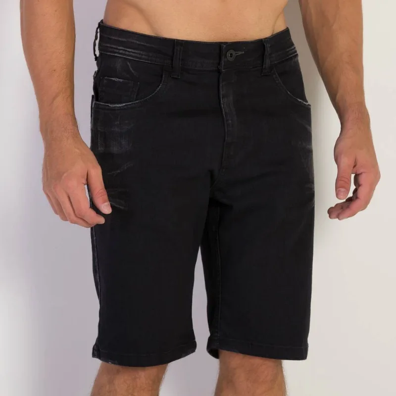 Bermuda Jeans Masculina Slim Nicoboco Black