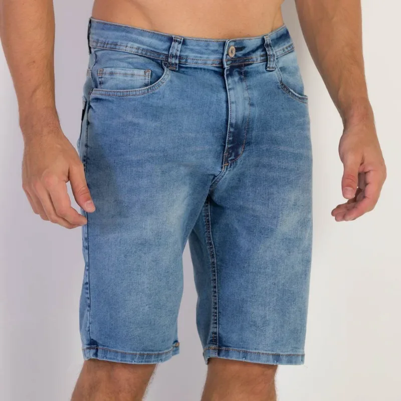 Bermuda Slim Jeans Masculina Nicoboco Blue Claro
