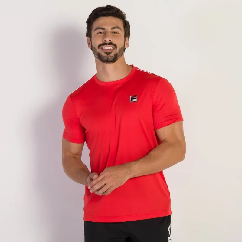 Camiseta Masculina Aztec Fbox Fila Vermelho Chili/Branco