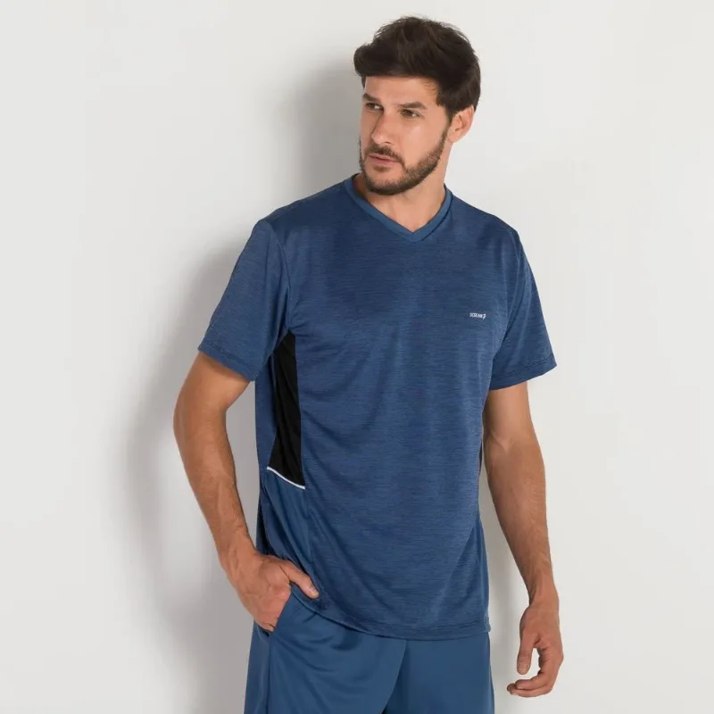 Camiseta Masculina Called Dry Body Lab Mescla Marinho