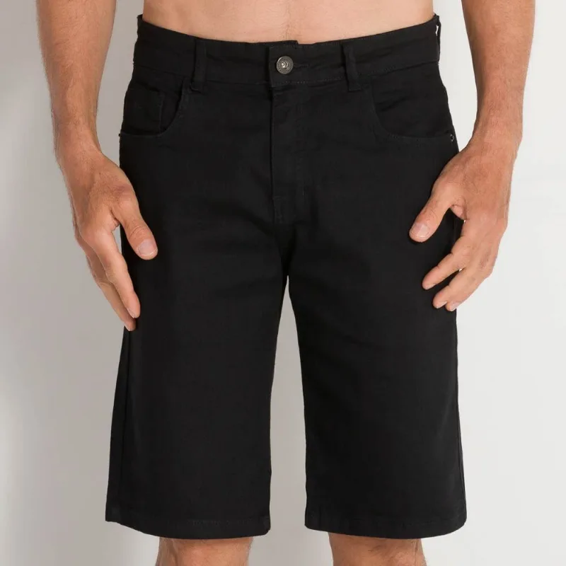 Bermuda Jeans Masculino Trancoso Tradicional Marc Alain Black