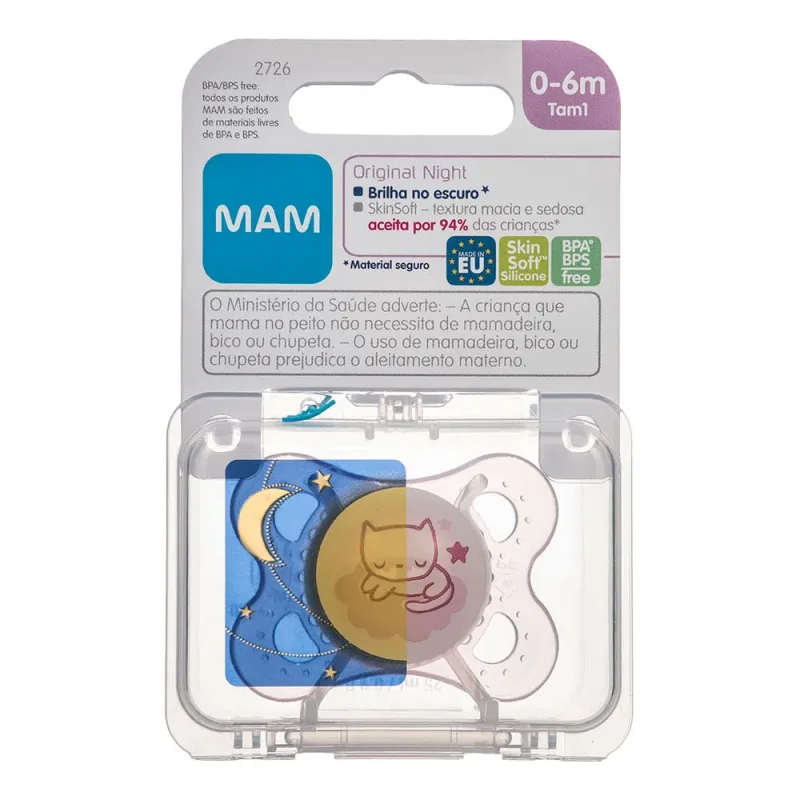 Chupeta Mam Original Night 0-6 Meses Rosa 1 Unidade - MAM - Chupeta