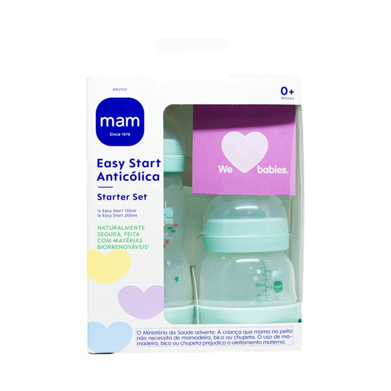 Kit Mamadeiras MAM Easy Start Azul 130ml e 260ml 2 Unidades - Mam - Mamães E Bebês