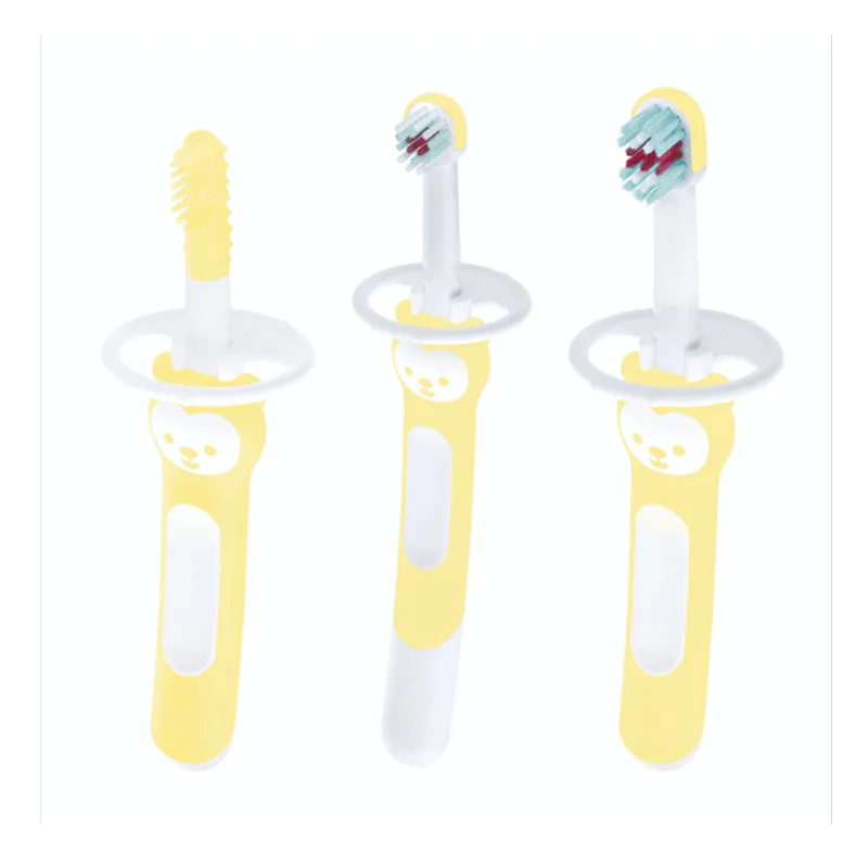 Kit com 3 Escovas de Dente para Bebê Brushes Amarelo - MAM