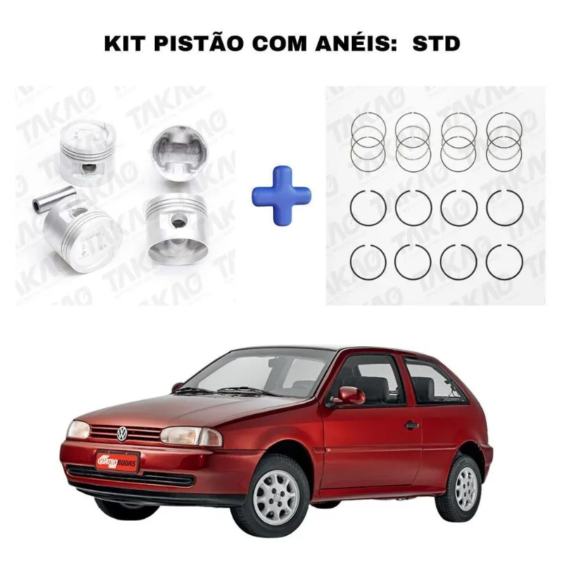 Kit Pistão Std Gasolina Ford/vw 1.6l 8v Sohc Ap Gol Escort Parati - Pino 20mm