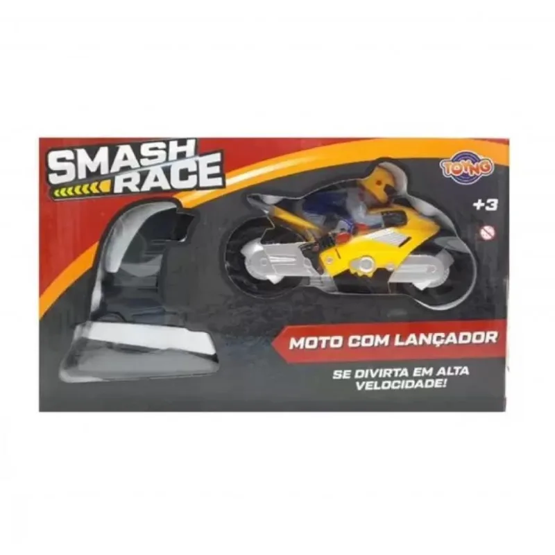 Amarelo Smash Race Moto Com Lançador - Toyng 041975