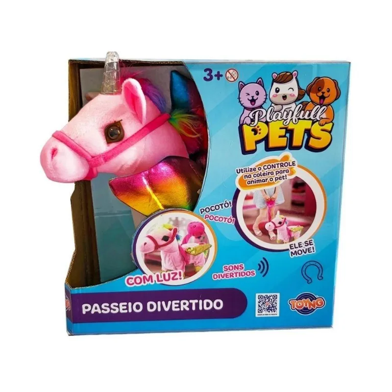 Rosa Uncórnio Playfull Pets Passeio Divertido - Toyng 04645