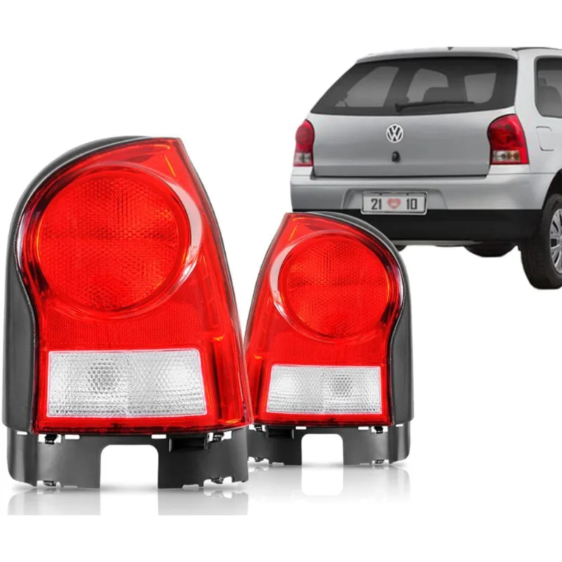 Par Lanterna Traseira Gol G4 05 A 09 CarcaÇA Preta Le Ld