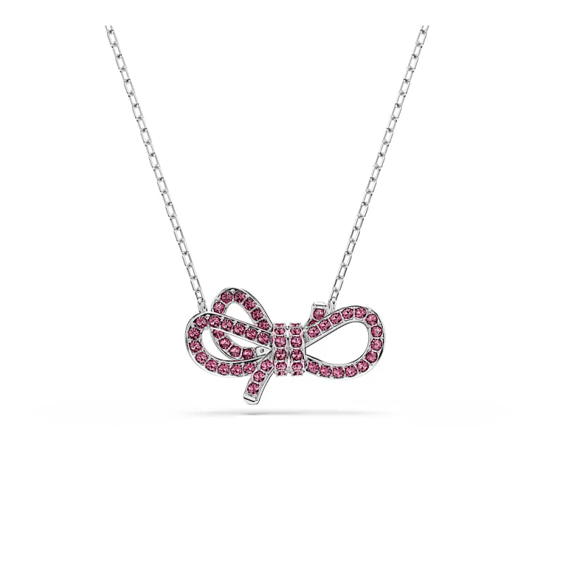 Pingente Lifelong Bow, Laço, Rosa, Revestido em ródio - Swarovski