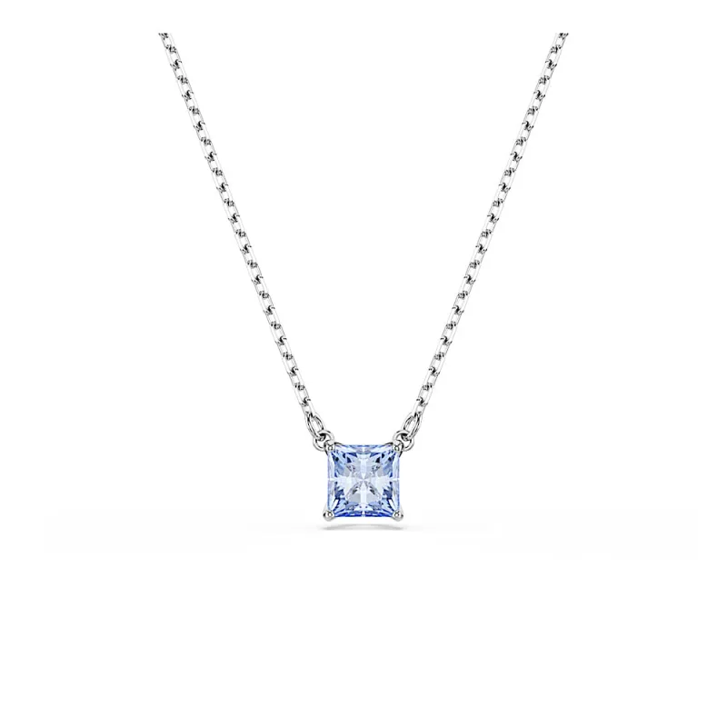 Pingente Matrix, Lapidação quadrada, Azul, Revestido em ródio - Swarovski - Outlet