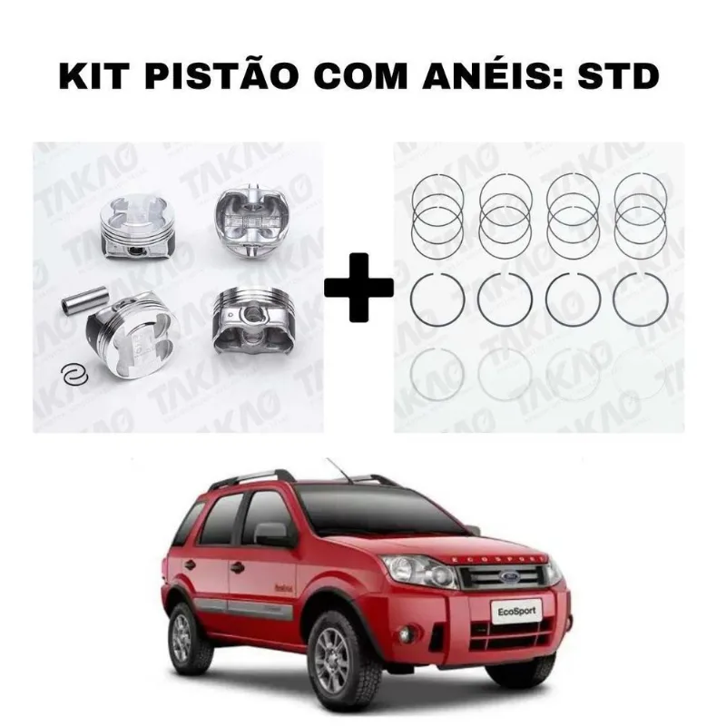 Pistão Com Anéis Ford Ecosport 1.6 16v 10-18 Sigma Flex Std