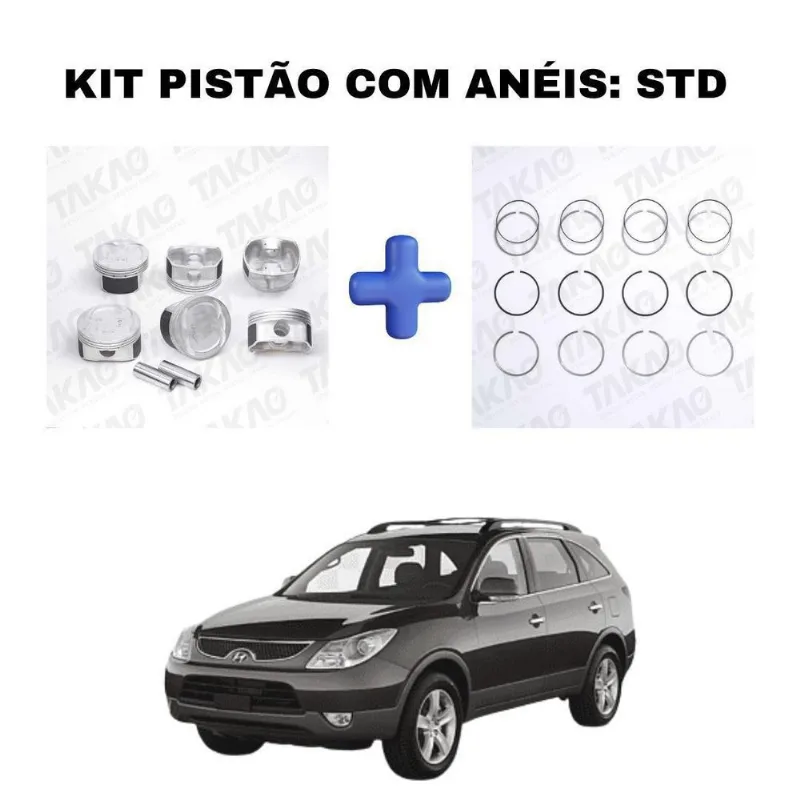 Pistão E Anéis Hyundai/kia 3.8l V6 G6da - Gasolina