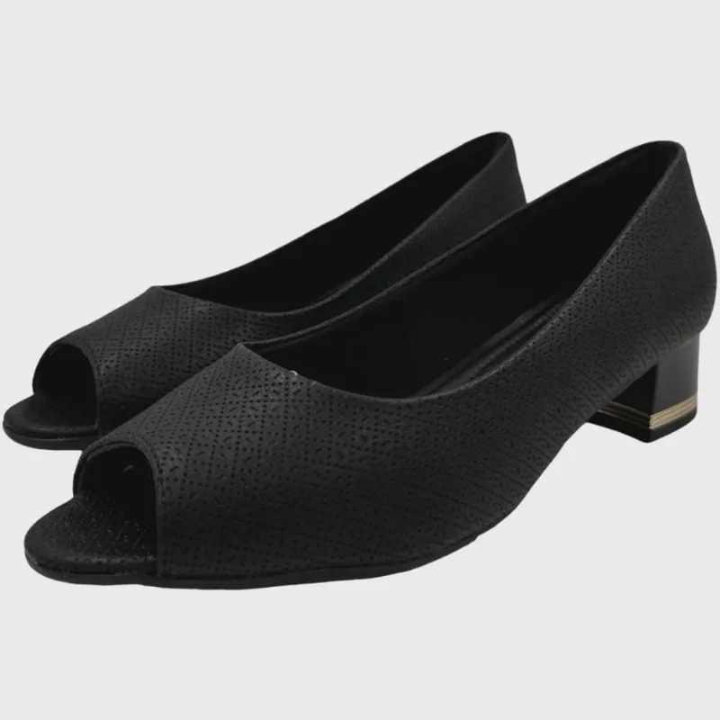 Sapato Piccadilly Peep Toe Salto Baixo Femino