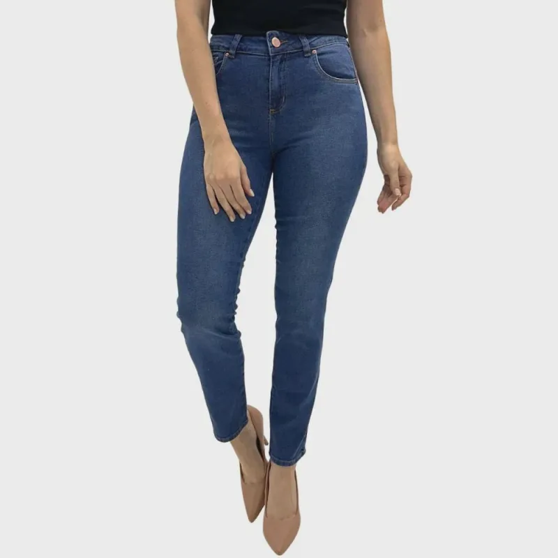 Calça Tanise Jeans Reta Feminina - Não Disponível - Moda