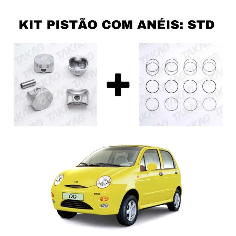 Pistão Com Anel Chery Qq 1.1 16v 11-15 Sqr472f Gasolina