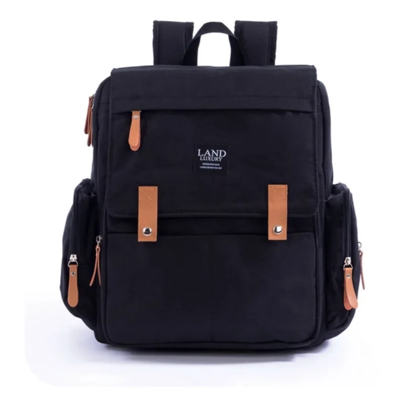 Mochila Maternidade Land Luxury Preta Com Trocador