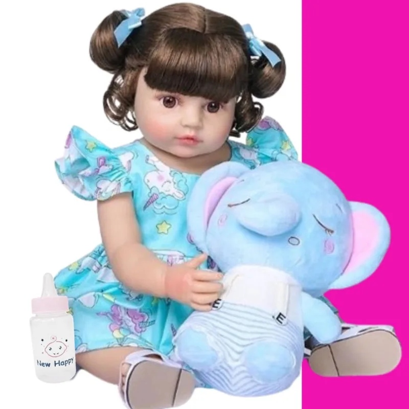 Boneca Reborn Bebê Realista Corpo de Silicone Com Pelucia