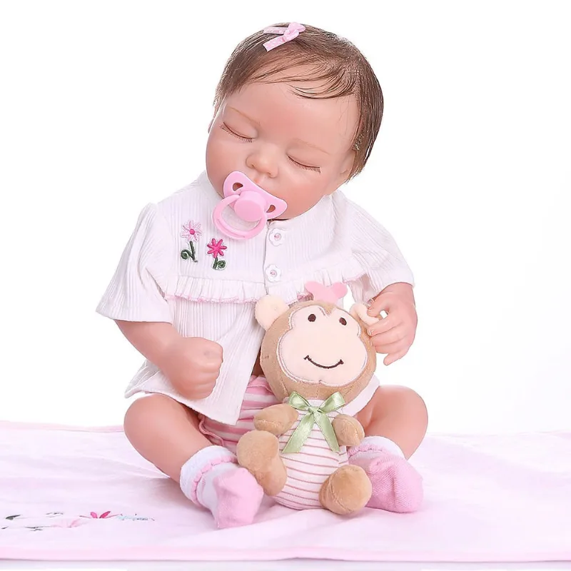 Bebê Reborn Corpo Silicone Menina Olhos Fechados new happy