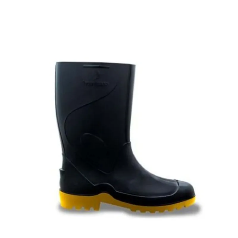 Bota Impermeável PVC Preto/Amarelo Nº36/37 - Cano Médio 28cm - Solado Antiderrapante