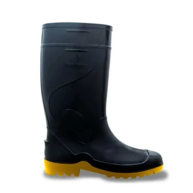 Bota Impermeável PVC Cano Médio 28cm Preta/Amarela Nº38 - INNPRO
