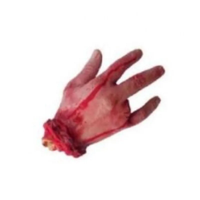 Mão Falsa de Borracha Decepada Com Sangue Para o Halloween
