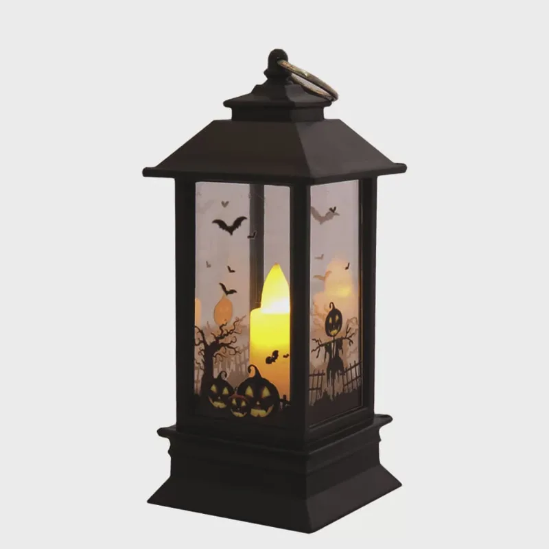 Decoração Lampião Quadrado Com Luz Com Desenhos Halloween