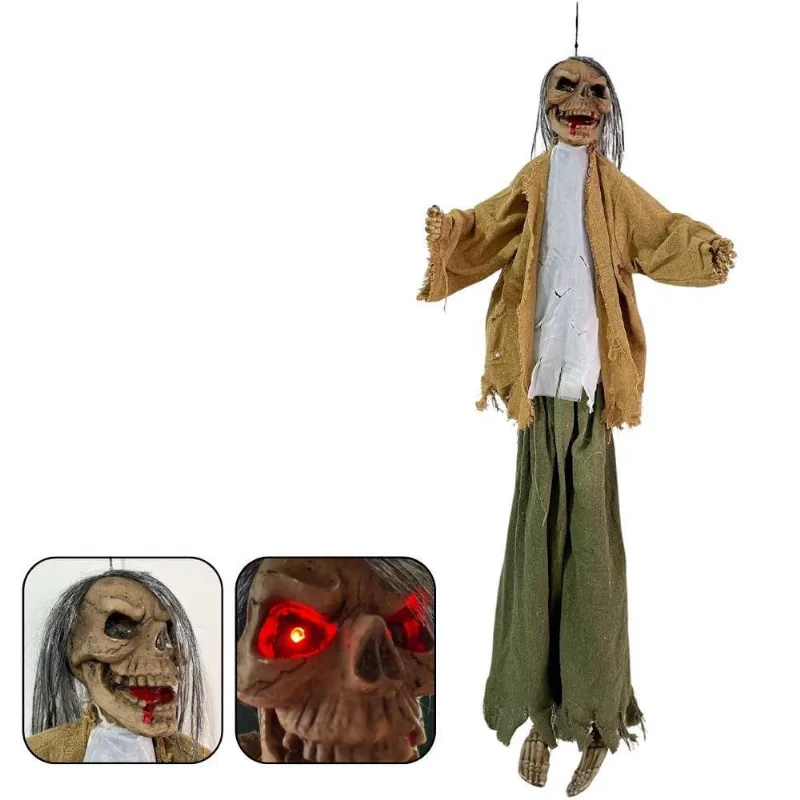 Boneco Esqueleto Halloween Com Som E Movimento