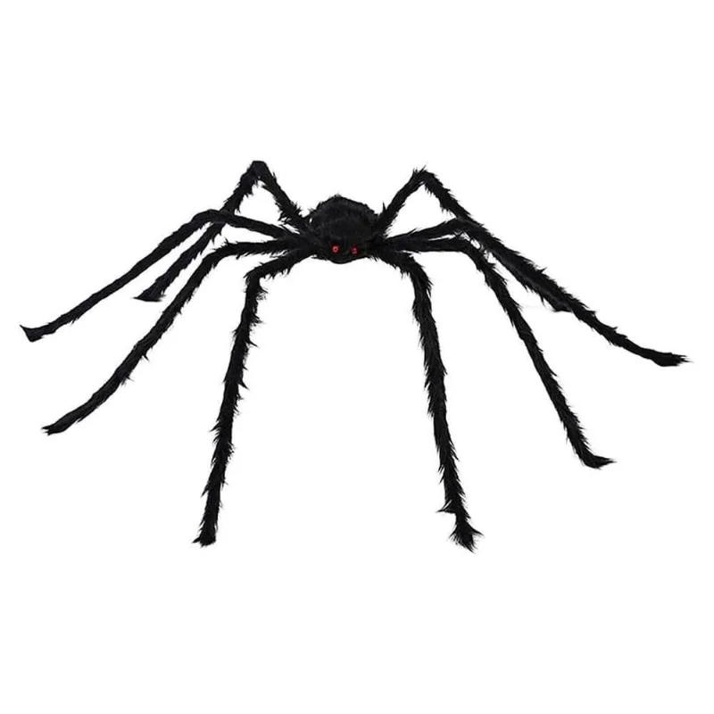Aranha Decorativa Halloween Articulada Peluda 111Cm Preta